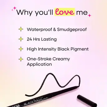 Nykaa Black Magic Smudgeproof Kajal Eyeliner Pencil Lasts Upto 24 Hours - Black-2.webp