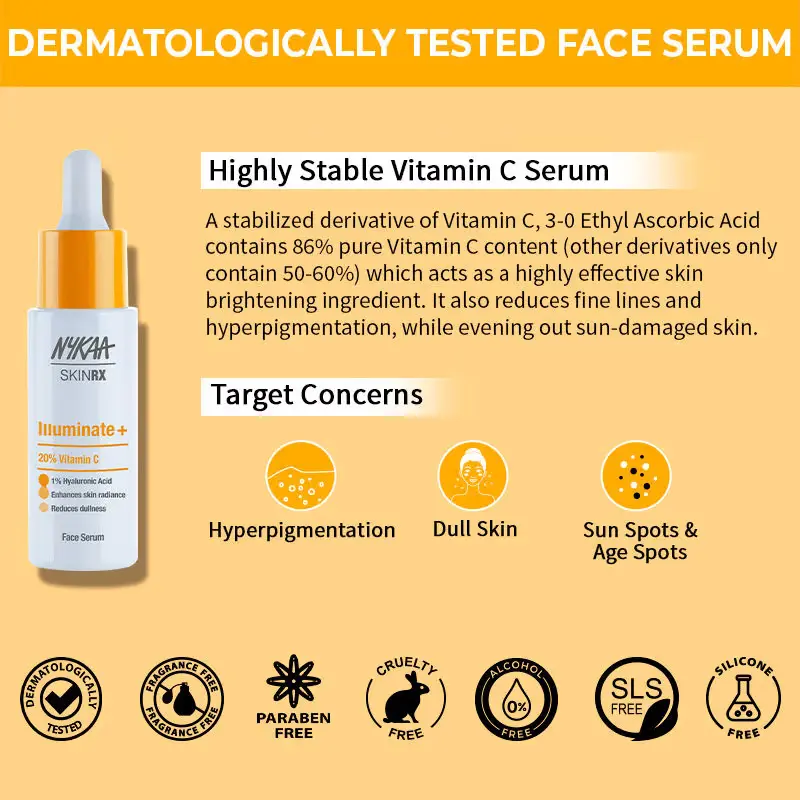Nykaa SkinRX 20% Vitamin C Face Serum for Radiant Skin with 1% Hyaluronic Acid-2.webp