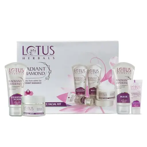 Lotus Herbals Radiant Diamond Cellular Radiance Salon Grade FACIAL KIT For All Skin Types  | 170g
