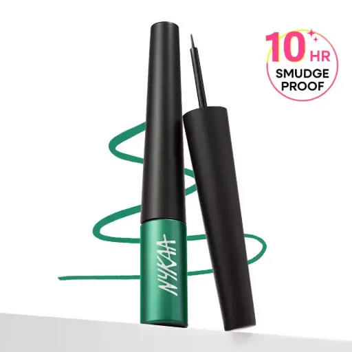 Nykaa GLAMOReyes Waterproof & Smudgeproof Coloured Liquid Eyeliner - Green - Enchanting Forest
